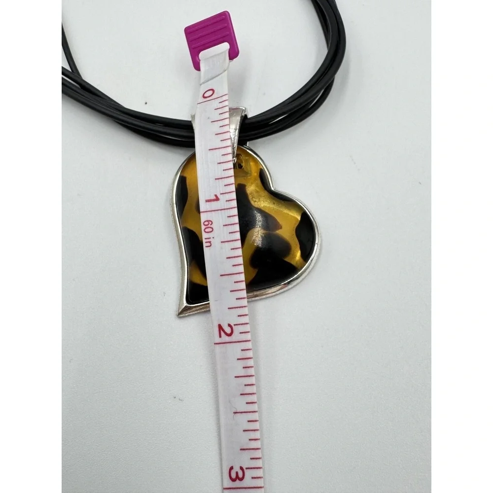 Vintage Avon Faux Tortoise Acrylic‎ Heart Pendant Multi Cord Valentine Necklace